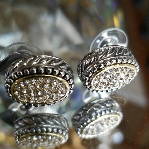 Rhinestone Cable Wrap Pebble Bezel Earrings - Picture 4 of 8